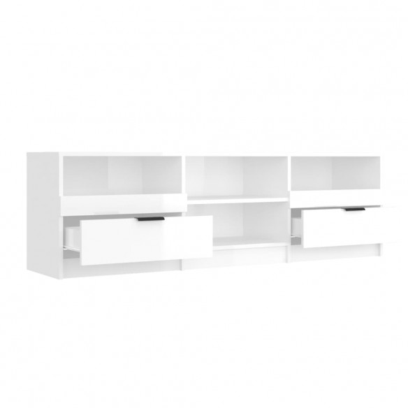 Meuble TV Blanc brillant 150x33,5x45 cm Bois d'ingénierie