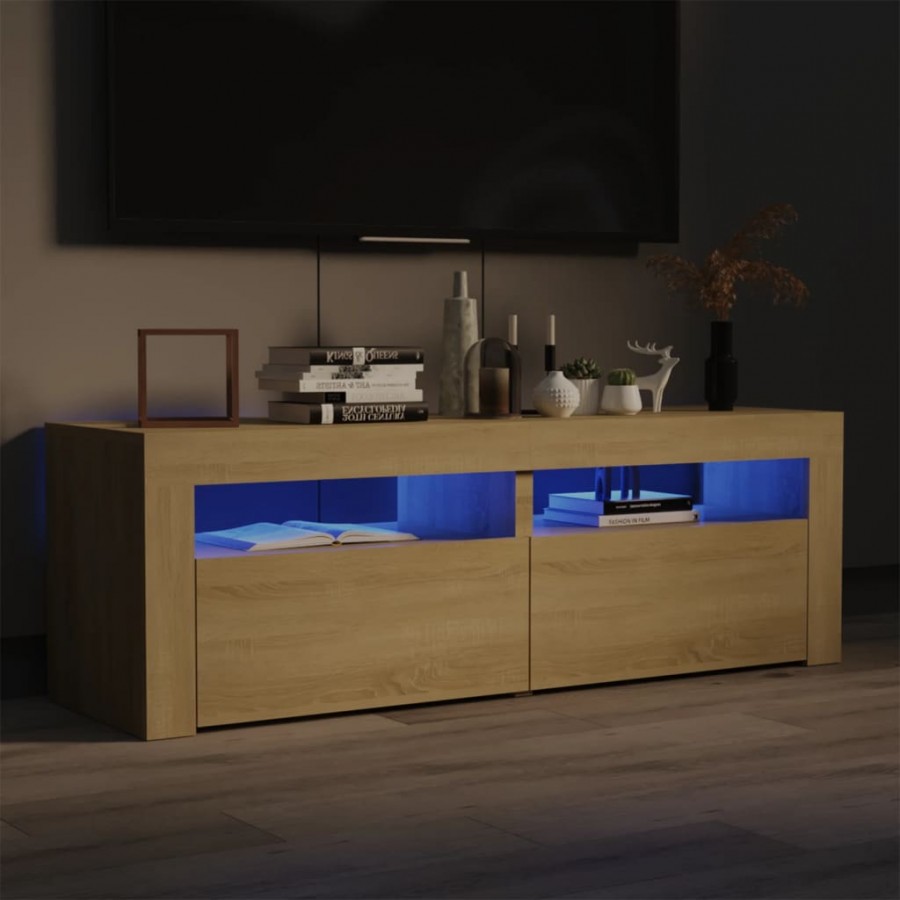 Meuble TV avec lumières LED chêne sonoma 120x35x40 cm