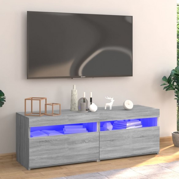 Meuble TV avec lumières LED sonoma gris 120x35x40 cm