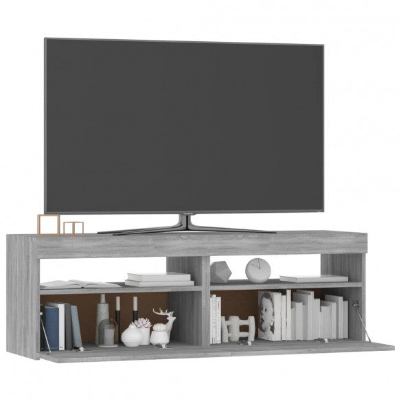 Meuble TV avec lumières LED sonoma gris 120x35x40 cm