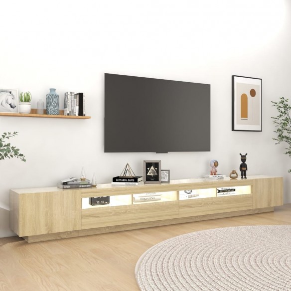 Meuble TV avec lumières LED Chêne sonoma 300x35x40 cm