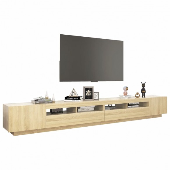 Meuble TV avec lumières LED Chêne sonoma 300x35x40 cm