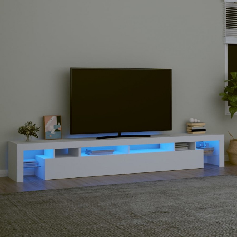 Meuble TV avec lumières LED Blanc 260x36,5x40 cm