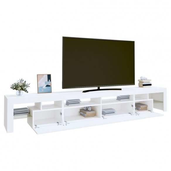 Meuble TV avec lumières LED Blanc 260x36,5x40 cm