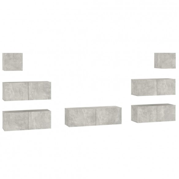 Ensemble de meubles TV 7 pcs Gris béton Bois d'ingénierie