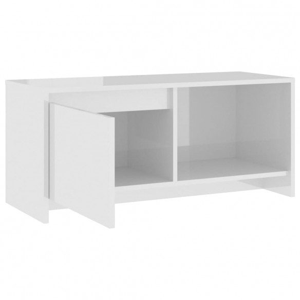 Meuble TV Blanc brillant 90x35x40 cm Aggloméré