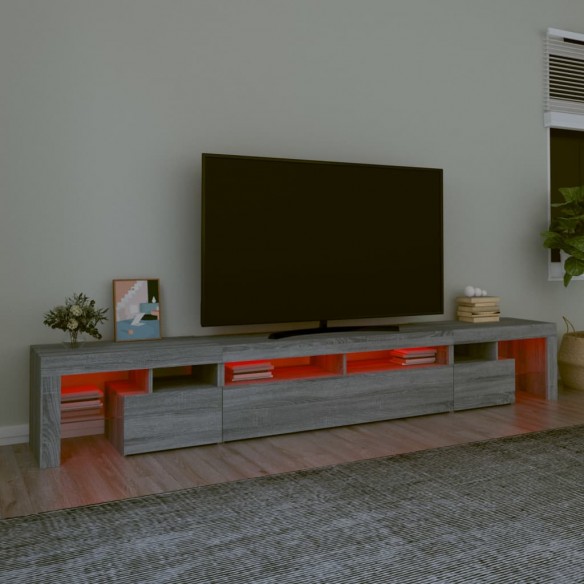 Meuble TV avec lumières LED Sonoma gris 260x36,5x40 cm