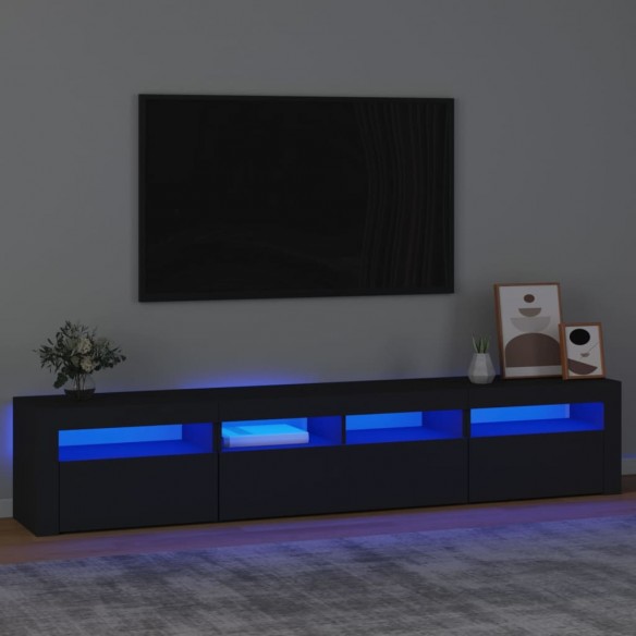 Meuble TV avec lumières LED Noir 210x35x40 cm