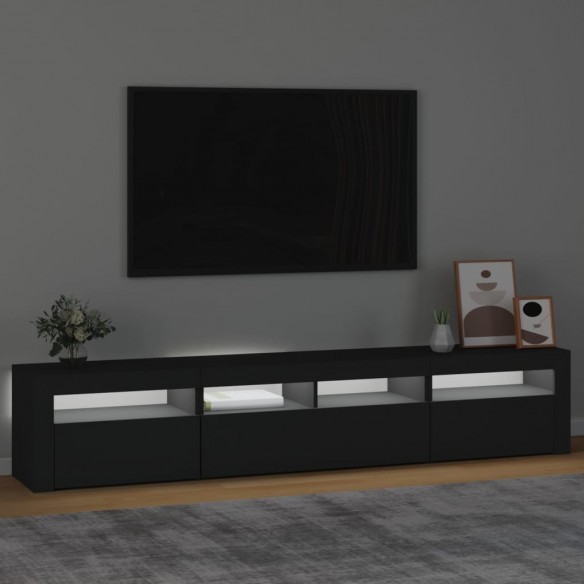 Meuble TV avec lumières LED Noir 210x35x40 cm
