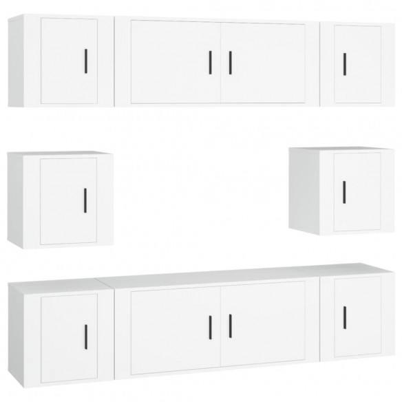 Ensemble de meubles TV 8 pcs Blanc Bois d'ingénierie