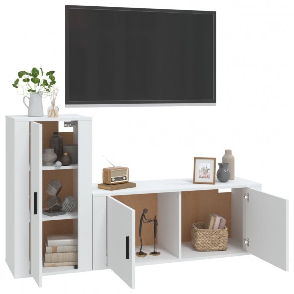 Ensemble de meubles TV 2 pcs Blanc Bois d'ingénierie