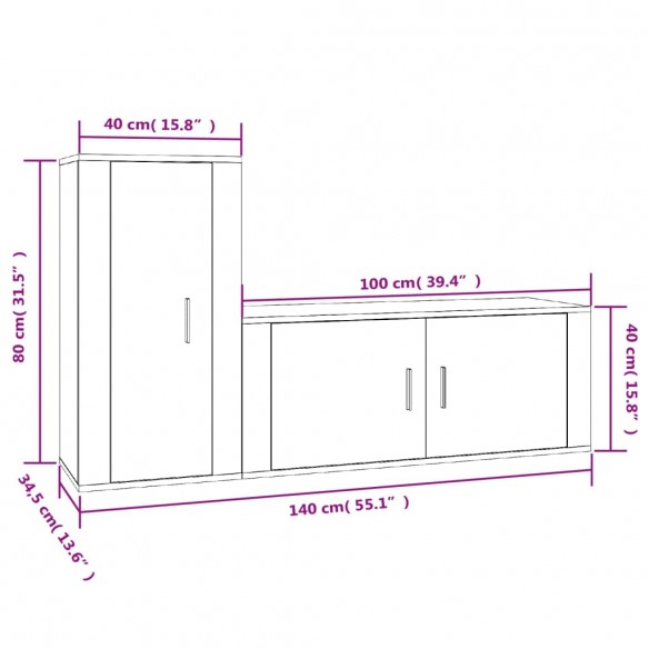 Ensemble de meubles TV 2 pcs Blanc Bois d'ingénierie