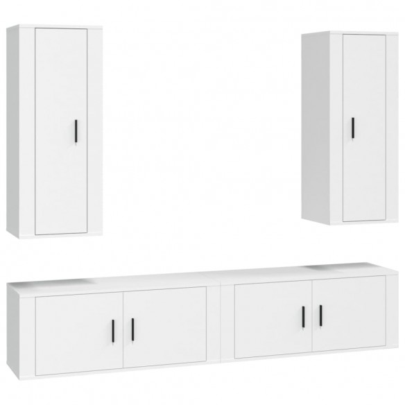 Ensemble de meubles TV 4 pcs Blanc Bois d'ingénierie