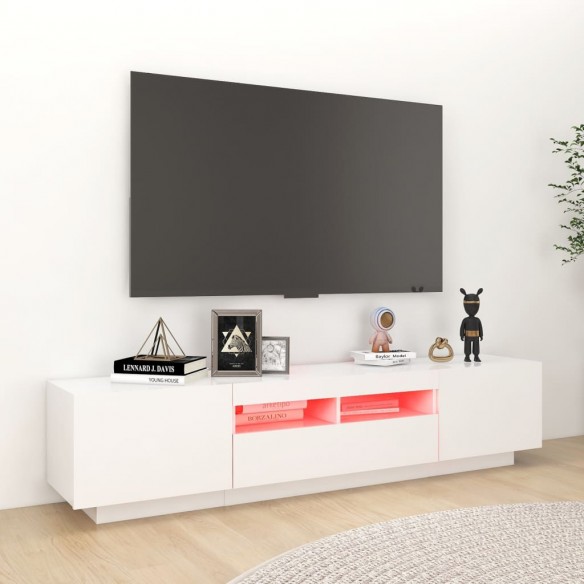 Meuble TV avec lumières LED Blanc 180x35x40 cm