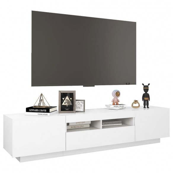 Meuble TV avec lumières LED Blanc 180x35x40 cm
