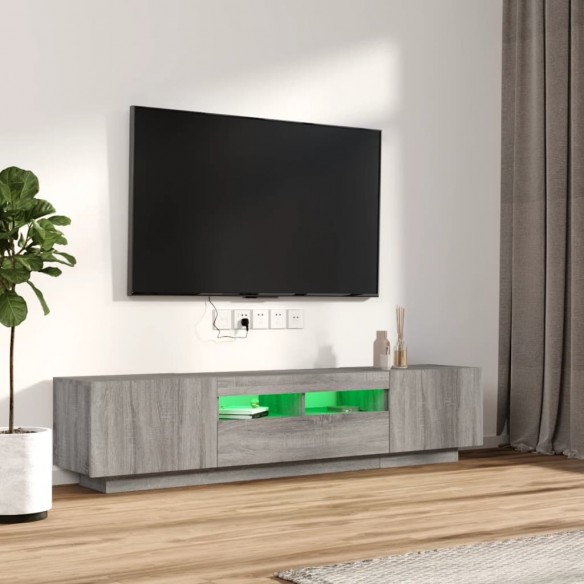 Ensemble de meubles TV avec lumières LED 2 pcs Sonoma gris