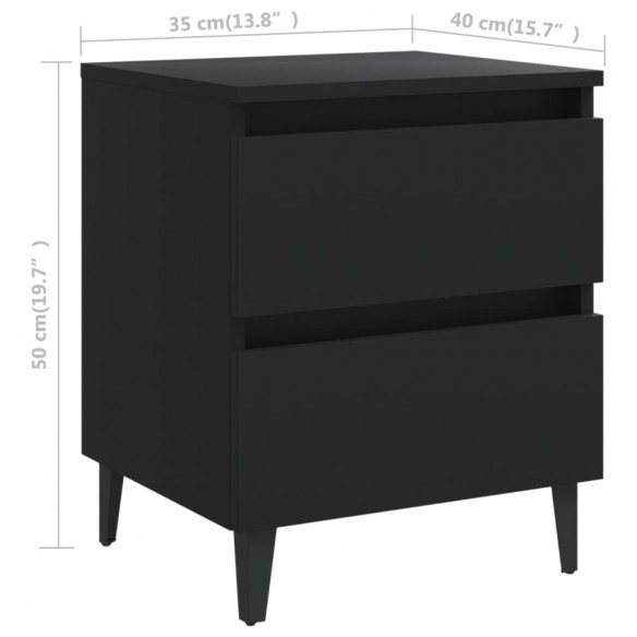 Tables de chevet 2 pcs Noir 40x35x50 cm Aggloméré