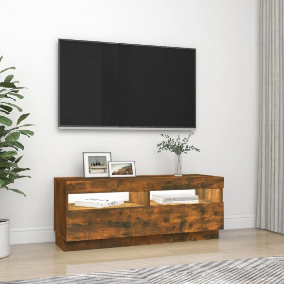 Meuble TV avec lumières LED chêne fumé 100x35x40 cm