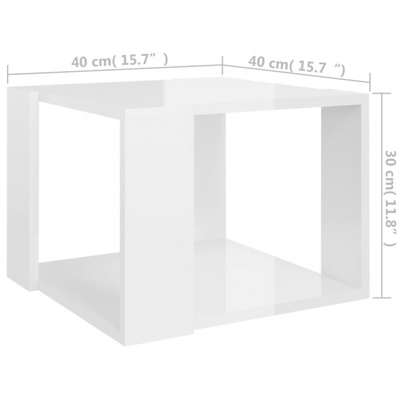 Table basse Blanc brillant 40x40x30 cm Bois d'ingénierie