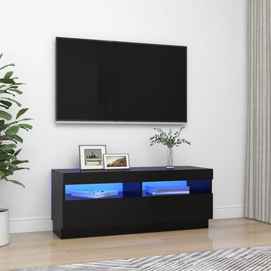 Meuble TV avec lumières LED noir 100x35x40 cm