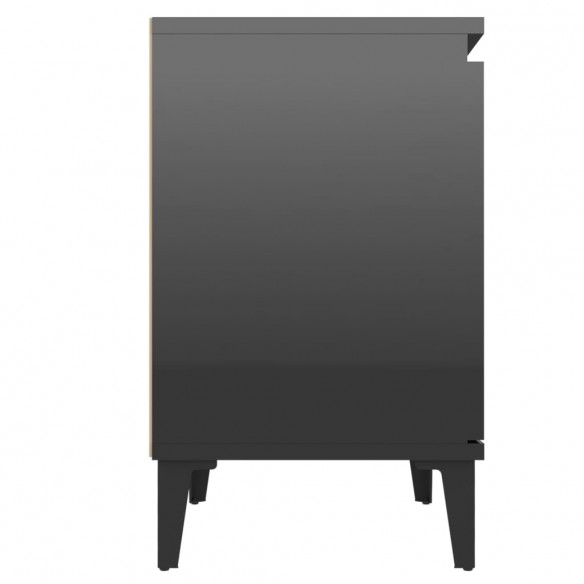 Table de chevet avec pieds en métal Noir brillant 40x30x50 cm