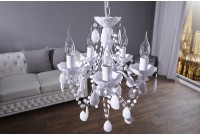 Lustre chandelier design avec 5 lumières en acrylique transparent