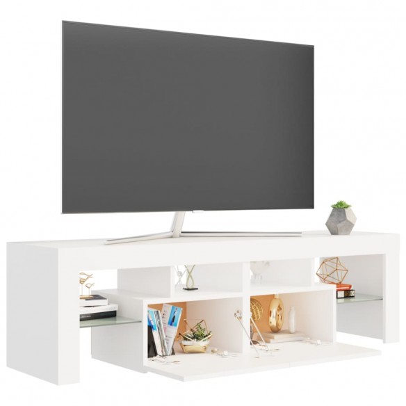 Meuble TV avec lumières LED Blanc 140x36,5x40 cm