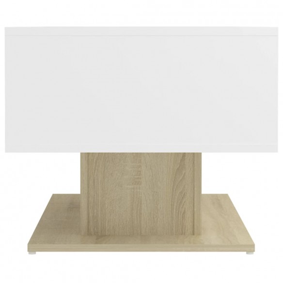 Table basse Blanc et chêne sonoma 103,5x50x44,5 cm Aggloméré