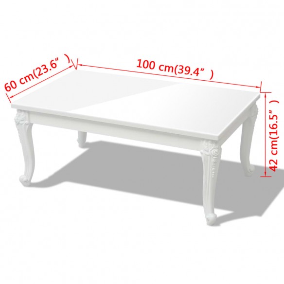Table basse 100 x 60 x 42 cm Laquée Blanc