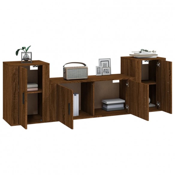 Ensemble de meubles TV 3 pcs Chêne marron Bois d'ingénierie