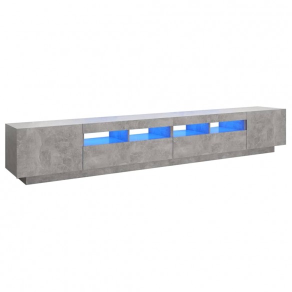 Meuble TV avec lumières LED Gris béton 260x35x40 cm