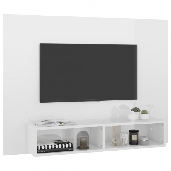 Meuble TV mural Blanc brillant 120x23,5x90 cm Aggloméré