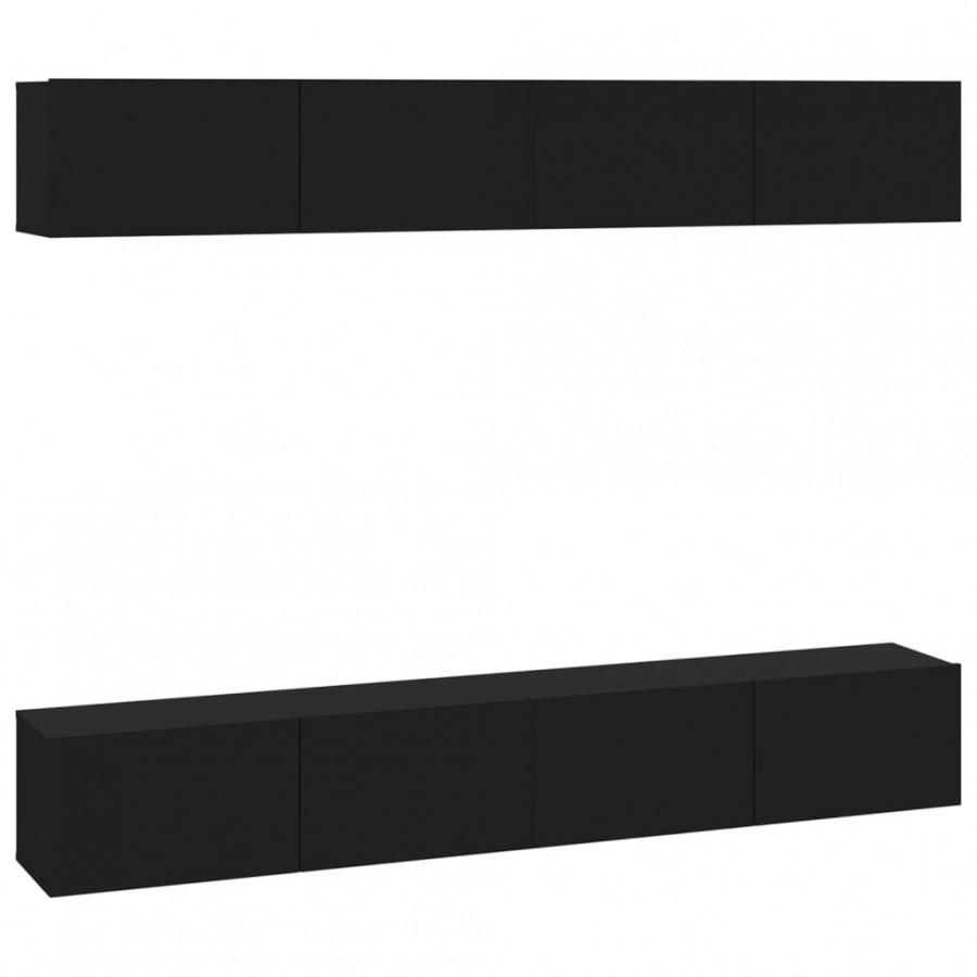 Meubles TV muraux 4 pcs Noir 100x30x30 cm Meubles TV muraux 4 pcs Noir 100x30x30 cm