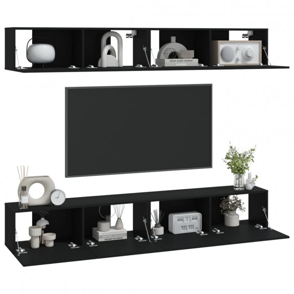 Meubles TV muraux 4 pcs Noir 100x30x30 cm