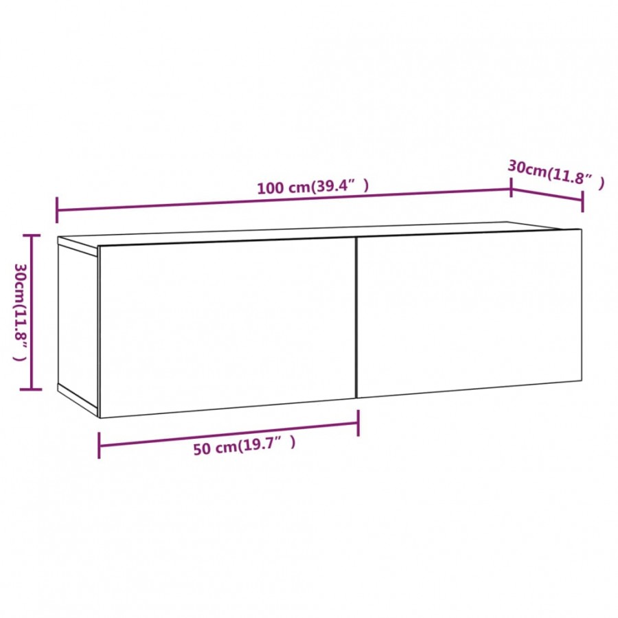 Meubles TV muraux 4 pcs Noir 100x30x30 cm Meubles TV muraux 4 pcs Noir 100x30x30 cm