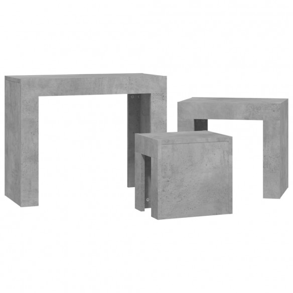 Tables basses gigognes 3 pcs Gris béton Aggloméré