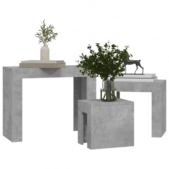 Tables basses gigognes 3 pcs Gris béton Aggloméré