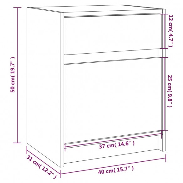 Table de chevet Noir 40x31x50 cm Bois de pin massif