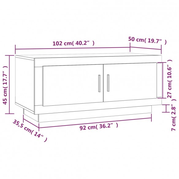 Table basse Blanc brillant 102x50x45 cm Bois d'ingénierie