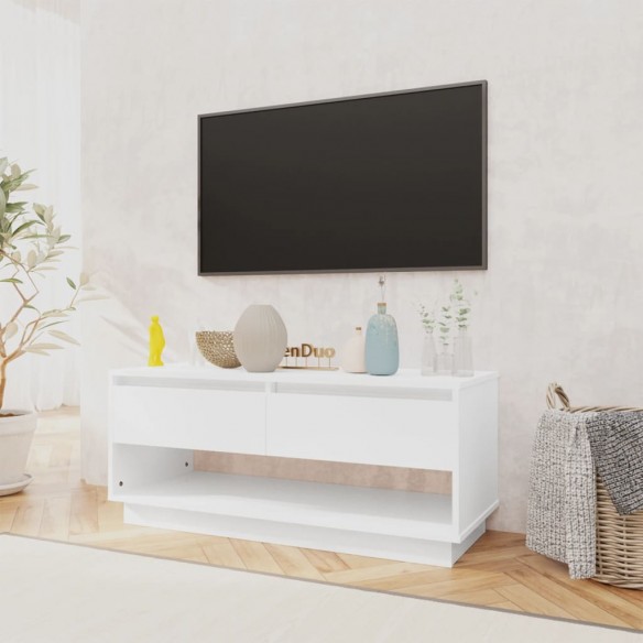 Meuble TV Blanc brillant 102x41x44 cm Aggloméré