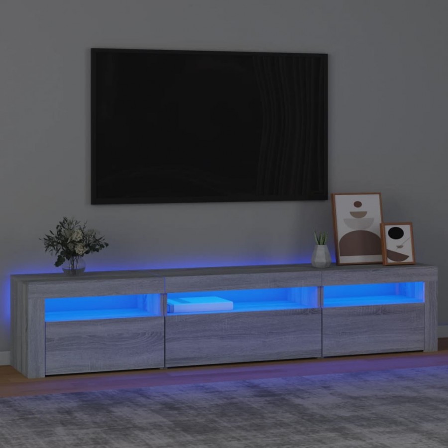 Meuble TV avec lumières LED Sonoma gris 195x35x40 cm