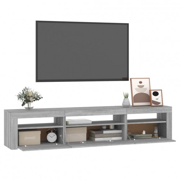 Meuble TV avec lumières LED Sonoma gris 195x35x40 cm