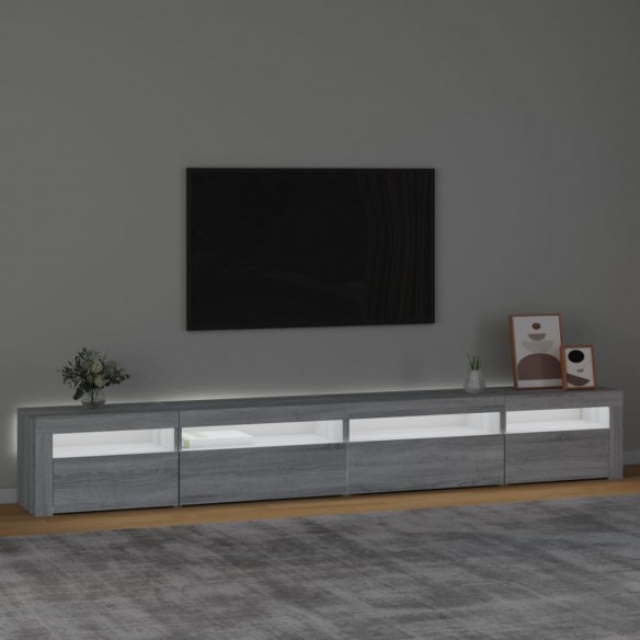 Meuble TV avec lumières LED Sonoma gris 270x35x40 cm