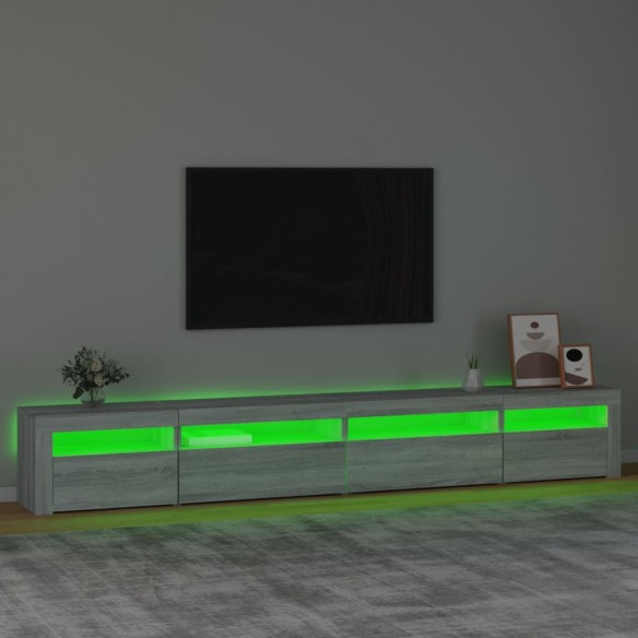 Meuble TV avec lumières LED Sonoma gris 270x35x40 cm