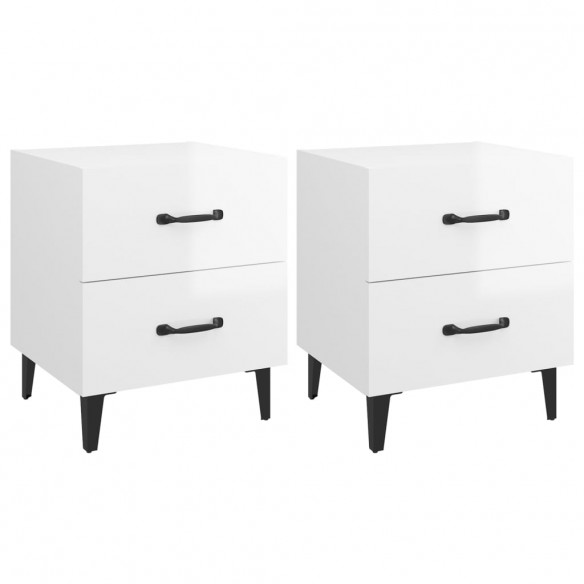 Tables de chevet 2 pcs Blanc brillant 40x35x47,5 cm