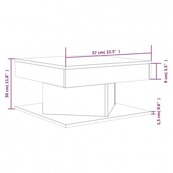 Table basse Chêne fumé 57x57x30 cm Bois d'ingénierie