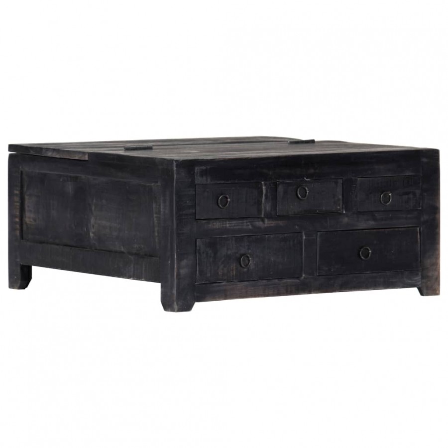 Table basse Noir 65 x 65 x 30 cm Bois de manguier massif