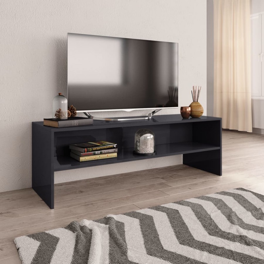 Meuble TV Gris brillant 120 x 40 x 40 cm Aggloméré