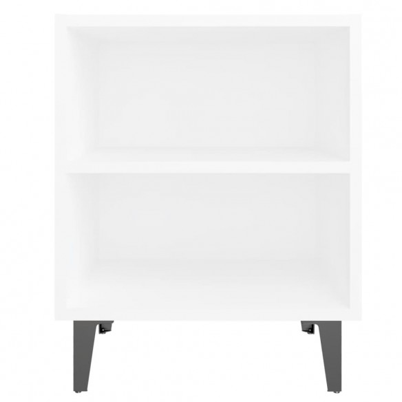 Table de chevet avec pieds en métal blanc 40x30x50 cm