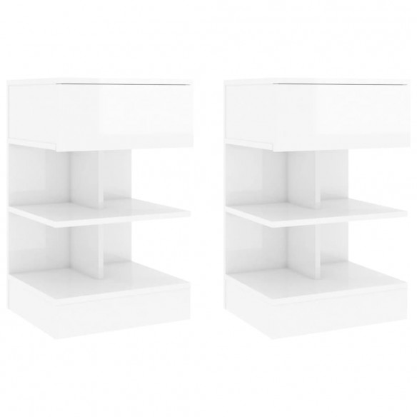 Tables de chevet 2 pcs Blanc brillant 40x35x65 cm